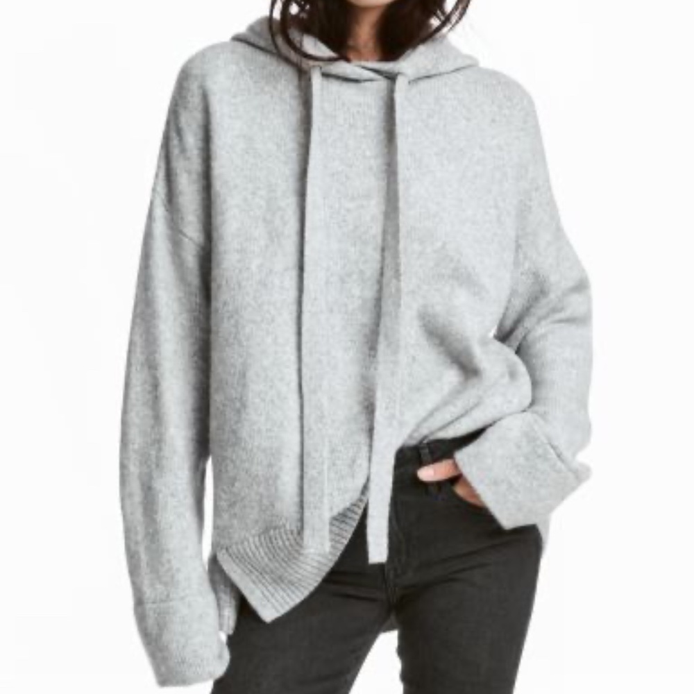 H&M gray knitted oversized hoodie